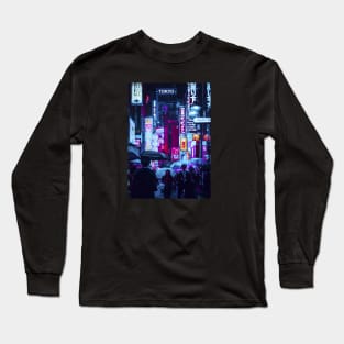 Tokyo Street Neon Synthwave Long Sleeve T-Shirt